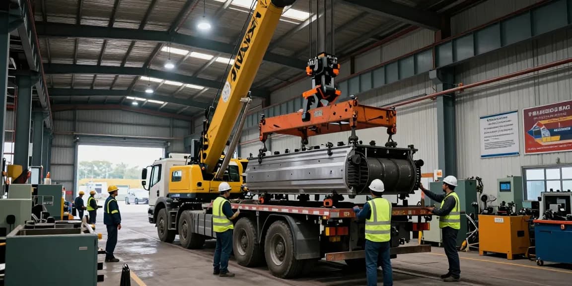 Machinery Movers safely relocating heavy equipment in an industrial setting.
