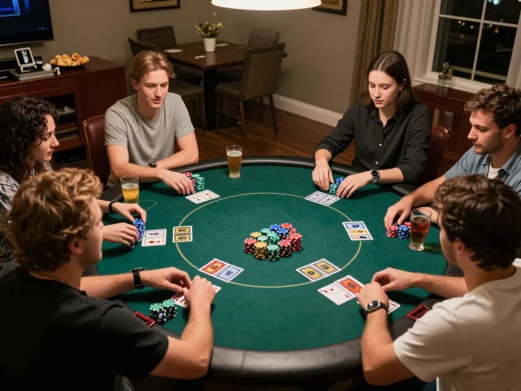 Engaged players at a poker table showcasing their skills and strategies in a friendly game at 79sodoe