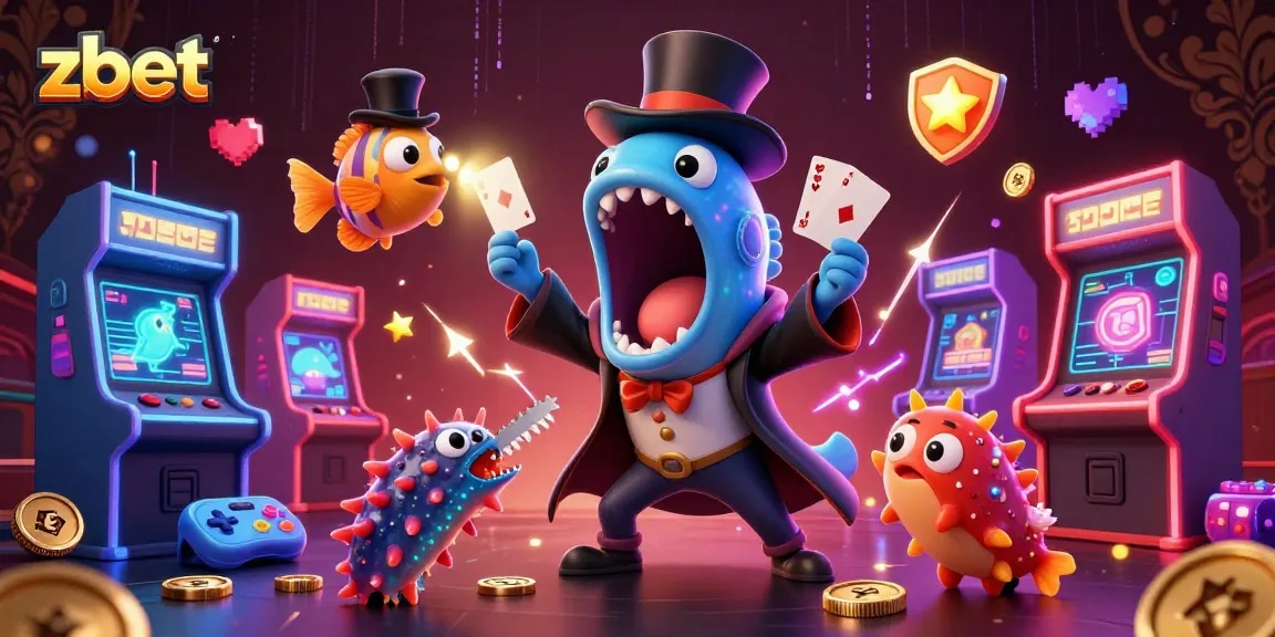 Zbet promotions featuring a unique underwater casino scene with bioluminescent characters showcasing gambling joy.