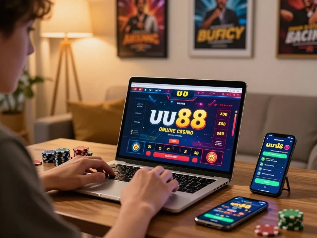 Engaging gameplay experience on uu 88 online casino platform in a cozy home setting.