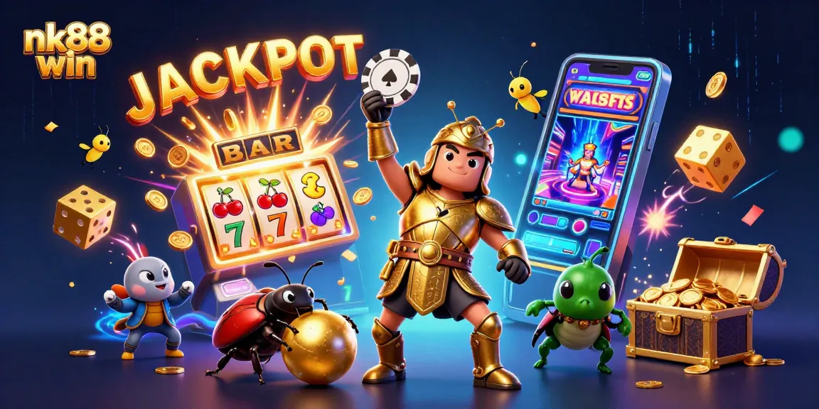 Spin and win at nk88 win with vivid scenes of vibrant online casino excitement and jackpot action.