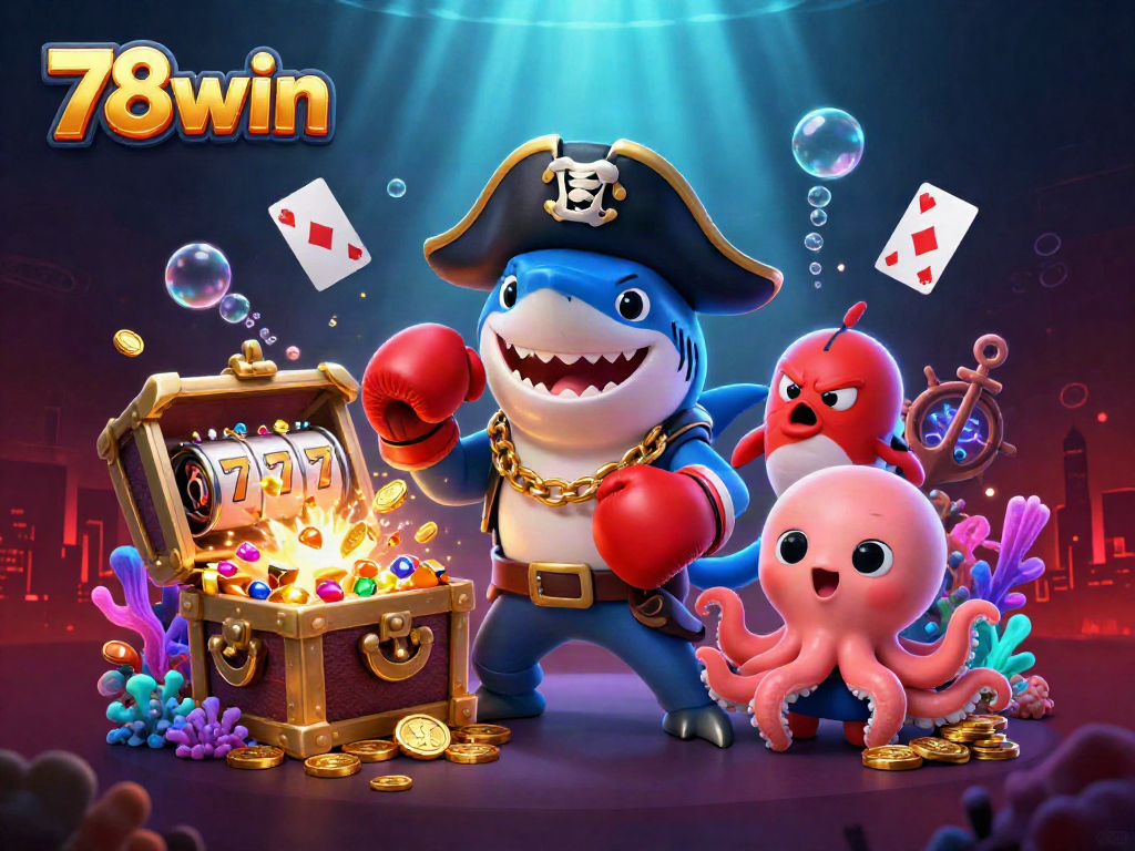 Experience thrilling gaming action with 78win, featuring vibrant underwater treasures and dynamic characters.