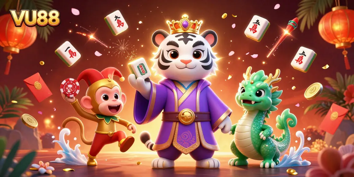 Experience the thrill with VU88's vibrant casino animation showcasing luck and excitement.