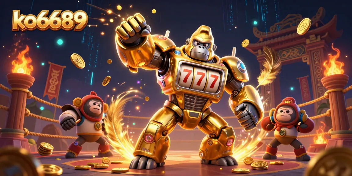Experience thrill with ko6689's dynamic winning atmosphere featuring a golden gorilla mech.