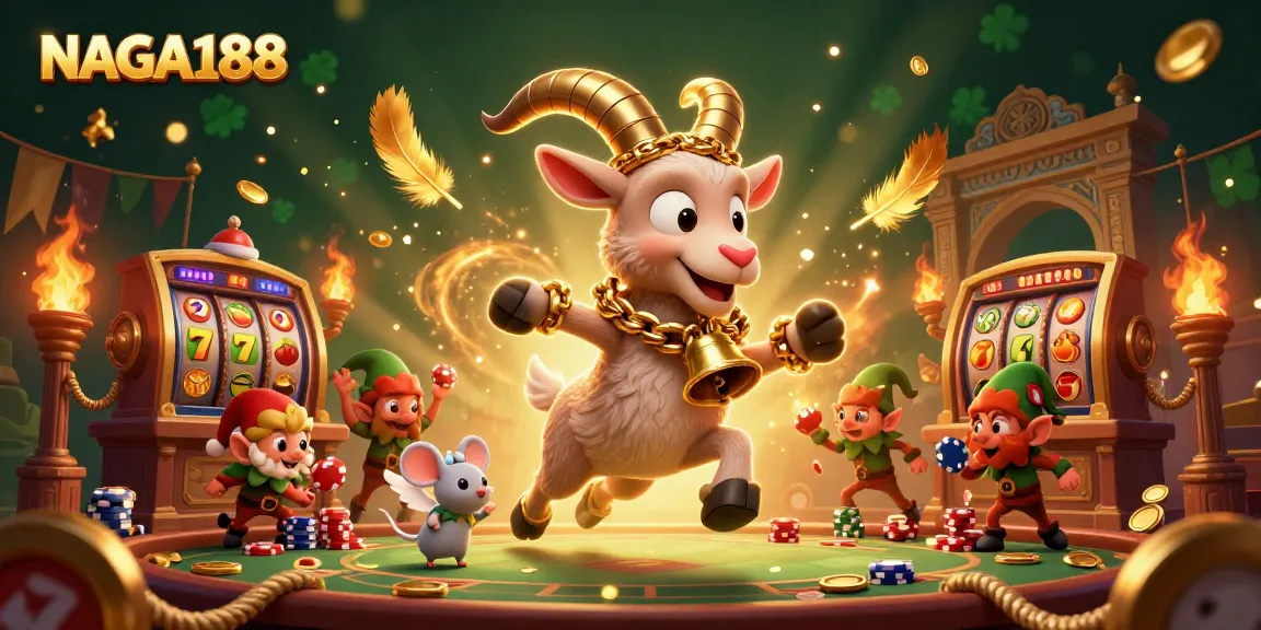 NAGA188 menampilkan ilustrasi kasino menghibur dengan karakter unik seperti Krampus dan mouse, menciptakan pengalaman bermain yang menarik dan seru.
