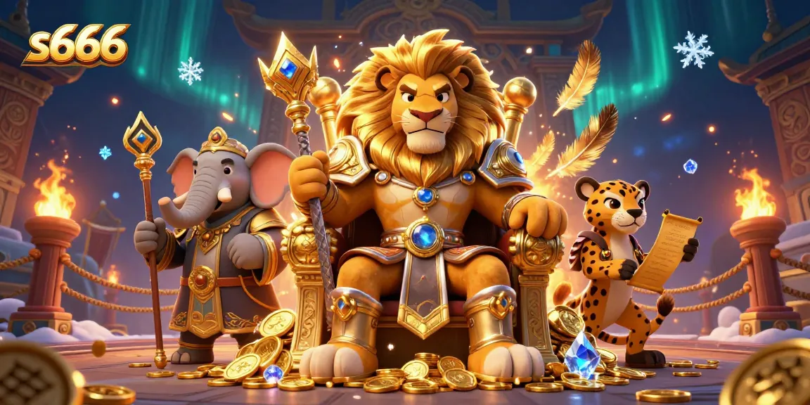 Experience exciting gaming action at s666 featuring a king, advisor, and messenger surrounded by gold and adventure.