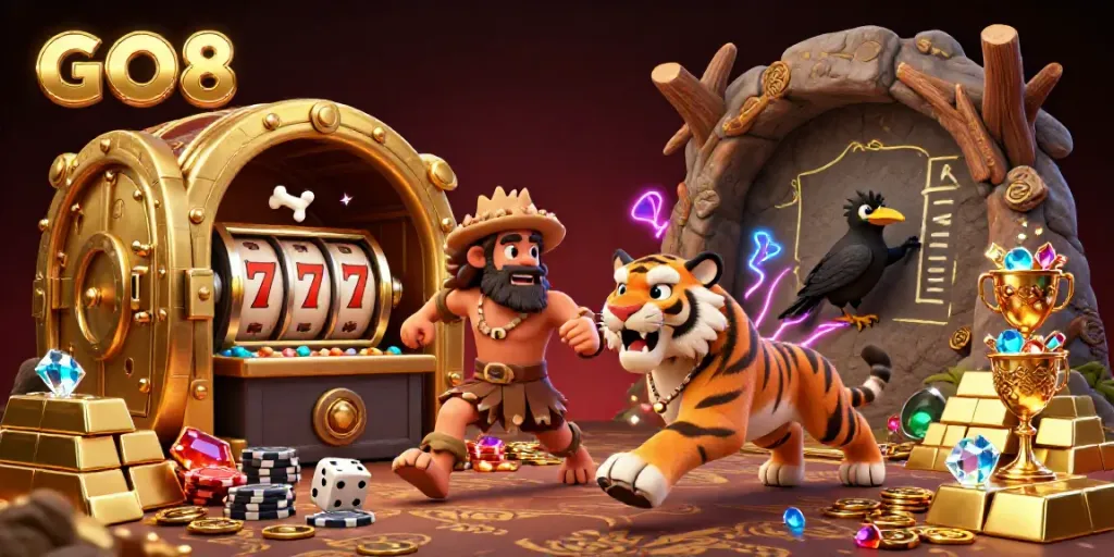 Experience exciting gameplay at GO8 casino with 3D cartoon characters in a vibrant atmosphere.