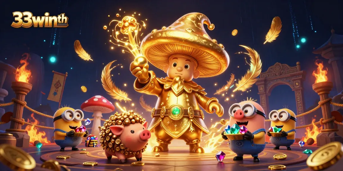 Engage with the immersive world of 33winth featuring a magical casino scene filled with treasure and vibrant characters.