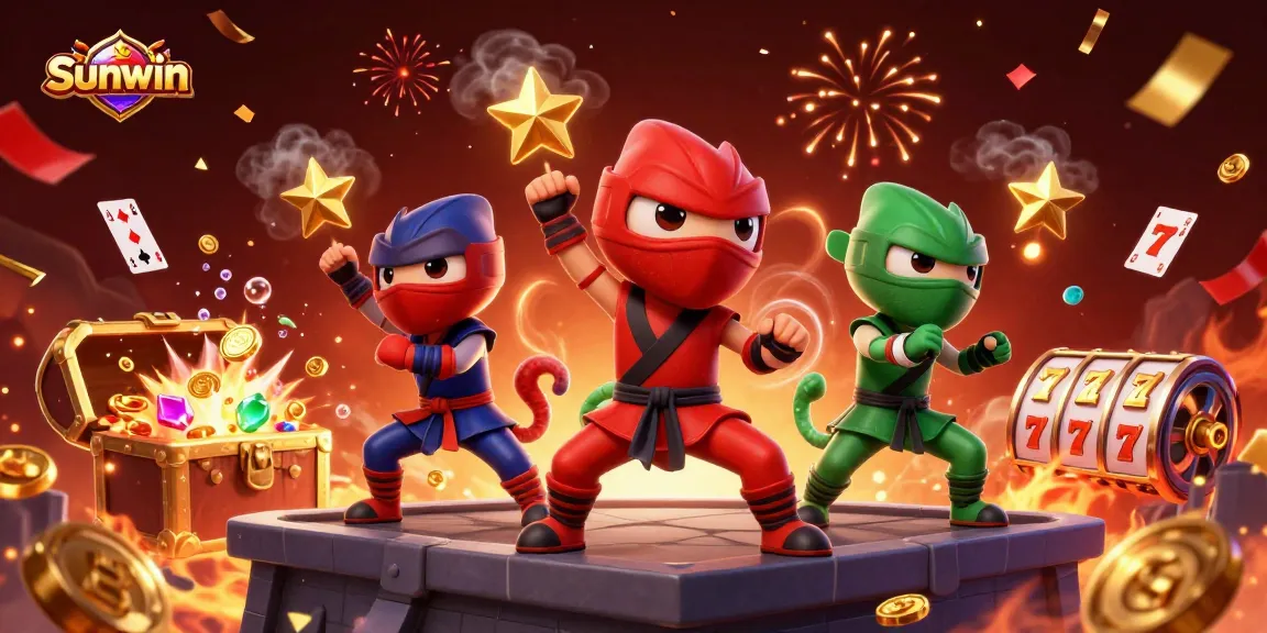 Engage with Sunwin's vibrant casino adventure featuring chameleon ninjas and explosive game elements.