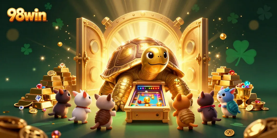Win big with 98win in a vibrant casino scene filled with treasures and excitement.